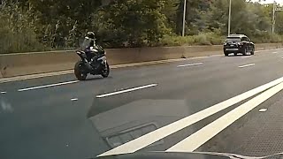 swimming through traffic with a biker