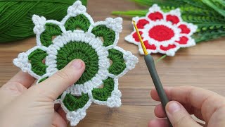 Wow~○● crochet Snow Flake coaster I crochet motif christmas decorations I crochet christmas #crochet