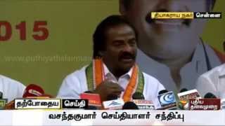 TNCC Vice president Vasanthakumar  addressing reporters in Chennai