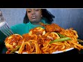 Asmr mukbang delicious spaghetti with some eggs and chicken