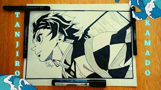 Drawing Tanjiro Kamado black and white _[ Kimetsu no yaiba ]