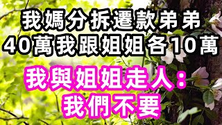 我媽分拆遷款，弟弟40萬我跟姐姐各10萬，我與姐姐走人：我們不要#珍珍說故事#心書時光 #為人處事 #生活經驗 #情感故事 #唯美频道 #爽文