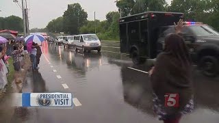 Vocal Crowds Of Supporters, Protesters Gather Near Presidential Motorcade