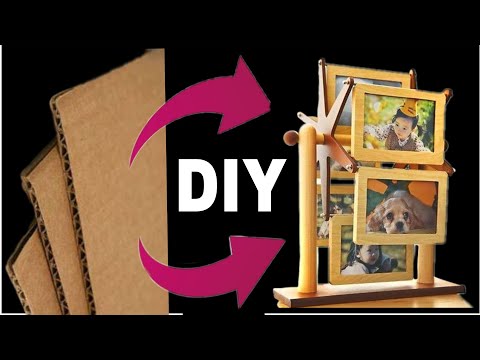 Best use of waste cardboard || Diy cardboard Rotating photo frame Best use of waste cardboard || Diy cardboard Rotating photo frame