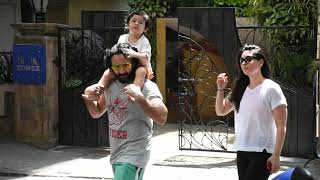 Saif Ali Khan Kareena Kapoor and son Taimur spotted at Bandra