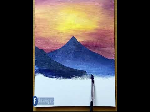 Acrylic painting “Flower at sunset” | Step-by-step instructions