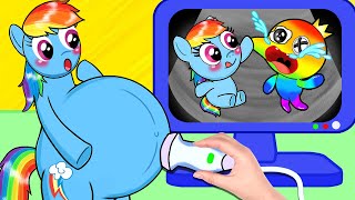 MY LITTLE PONY: Rainbow Dash gives birth adorable babies - 사랑스러운 아기를 낳았습니다 | 정지 모션 페이퍼