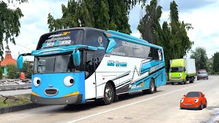 Wadidaw Ada Truk Kontainer Besar, Truk Tangki, Bus Telolet Basuri Mirip Tayo Dan Teman Teman