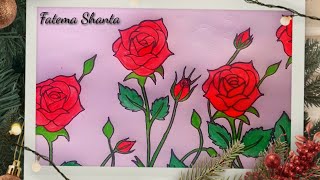 How to draw scenery of Rose in the Gerden step by step || Easy Drawing for kids and beginners 🌹🌹