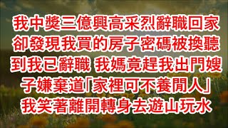 我中獎三億興高采烈辭職回家卻發現我買的房子密碼被換聽到我已辭職 我媽竟趕我出門嫂子嫌棄道「家裡可不養閒人」我笑著離開轉身去遊山玩水 #心書時光 #為人處事 #生活經驗 #情感故事 #唯美频道 #爽文