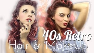 40s Retro PinUp Look/Victory Roll // Hair & Make Up Tutorial //Get ready with me!