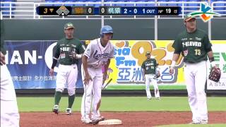 20130922-1 CPBL 獅VS猿 3下 謝炫任本季第16盜成功,余德龍在捕手高志綱接到球後才揮棒