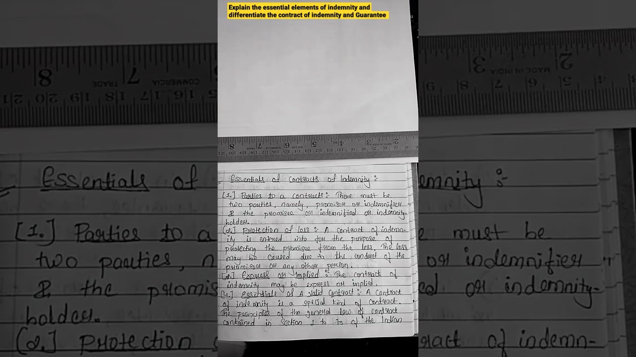 Explain The Essential Elements Of Indemnity & Differentiate The ...