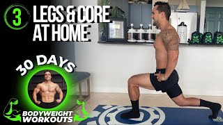 Legs and Core Workout At Home | 30 Days of Bodyweight Workouts to Gain Muscle and Burn Fat - Day 3