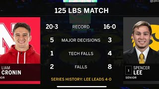 Spencer Lee (Iowa) VS Liam Cronin (Nebraska) big Ten Finals!