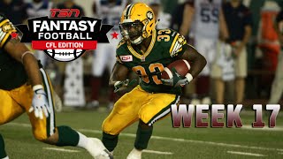 CFL's The Fantasy Show: Player Picks - wk.17