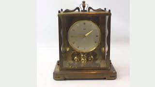 Schatz German Brass \u0026 Glass 1000 Day Torsion Mantel Clock 1955 Rare