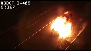 Car burns on I-405 in Renton