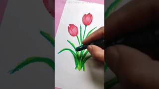 Easy oil pastel drawing||Tulip flower||#art #shorts  #drawing#oilpastel #flowers