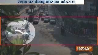 CCTV Video: Speeding Car Mows Down Bikers at Traffic Signal in Kolkata