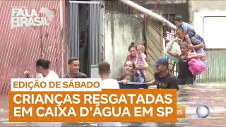 Animais ficam ilhados e crianças são transportadas em caixa d’água durante enchente em São Paulo