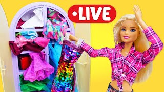 LIVE🔴 La vie incroyable de Barbie, Ken et les autres. Jeux avec poupées pour filles en direct