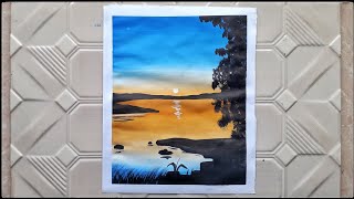 River sunset painting #shorts