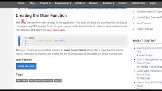 Inserting Data into SQLite Database Using PHP PDO Tutorial Demo