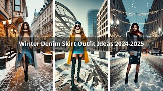 Winter Denim Skirt Outfit Ideas 2024-2025: Stay Stylish and Warm | Winter Fashion Trends