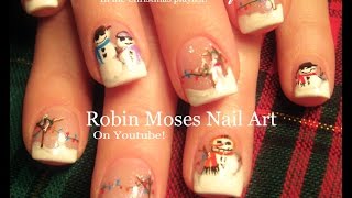 Easy Christmas Nails | Winter Snowman Scene | Fun Nail Art Design Tutorial