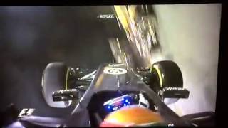 Pastor Maldanado flips Esteban Gutierrez at 2014 Bahrain Formula 1 F1 race in slow motion