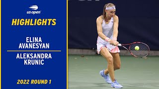 Elina Avanesyan vs. Aleksandra Krunic Highlights | 2022 US Open Round 1