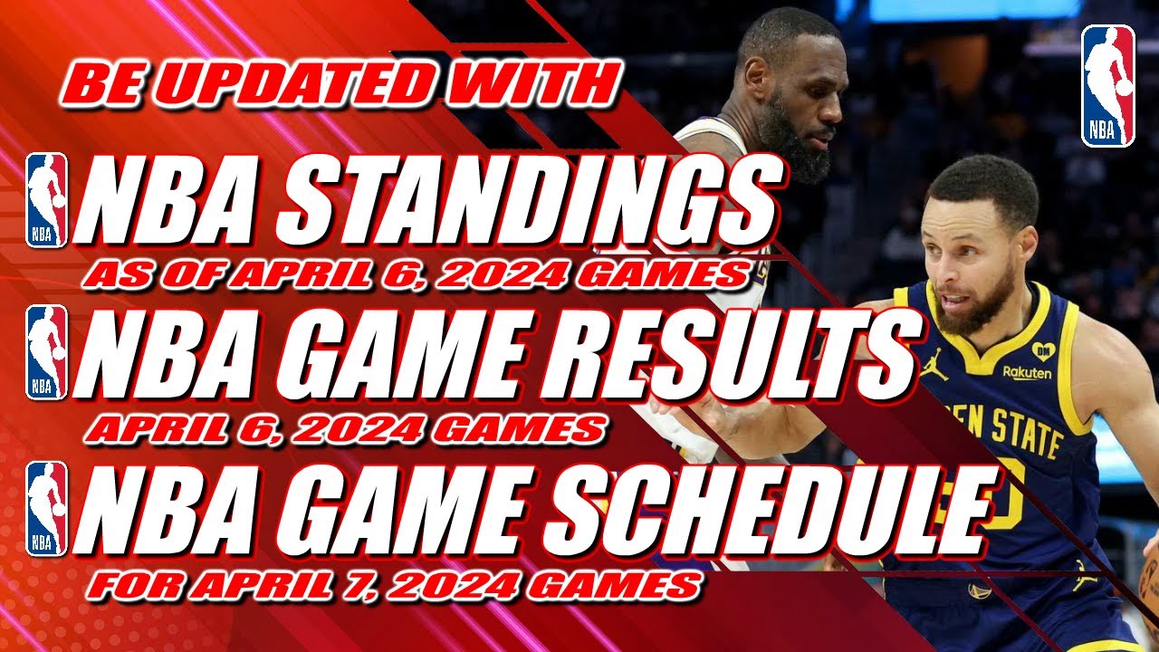 NBA STANDINGS TODAY Through APRIL 6 2024, NBA SCORE TODAY, NBA GAME ...