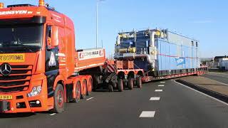 Zware compressor op transport naar NAM locatie Botlek