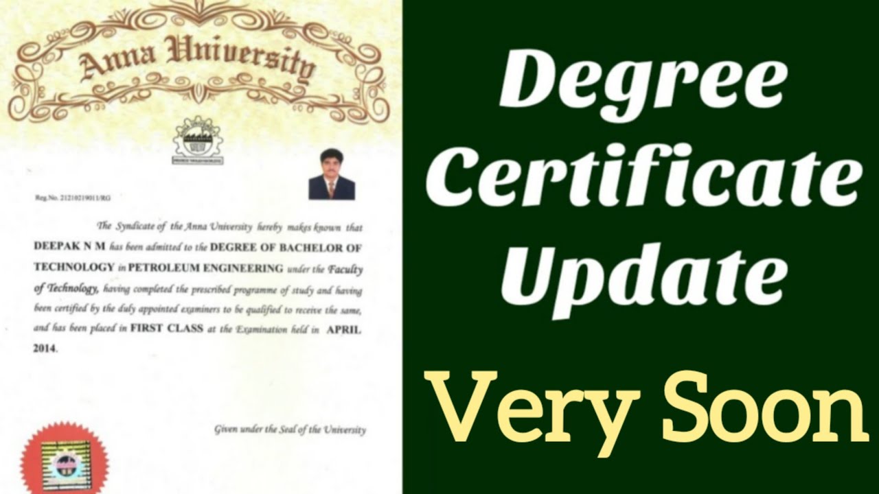 Anna University Degree Certificate - YouTube