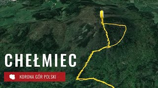 Chełmiec - mapa wejścia - niebieski szlak z Wałbrzycha - Góry Wałbrzyskie - Korona Gór Polski