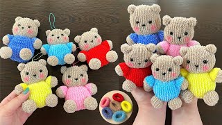 Making a Teddy Bear Keychain with Hair Rubber Bands and Sewing Thread / Incredibly Simple Steps