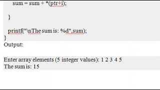 sum of array elements using pointers