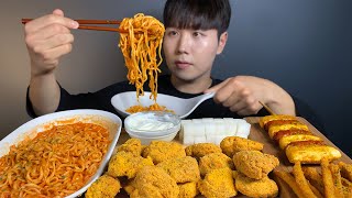 신상 4가지 치즈 불닭볶음면에 뿌링클 순살 치킨먹방! 뿌링소떡까지 리얼사운드 Cheese Buldak Fire Noodles Bburinkle Chicken Mukbang ASMR