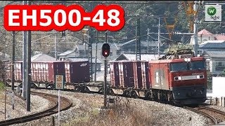 鹿児島本線 EH500-48+貨物列車（24両） 東郷駅通過 JR Kagoshima Line【桜がきれい】