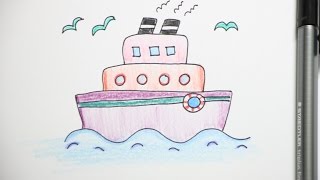 How to Draw Cartoon Ship