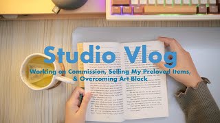 A Day in My Cozy Studio: Working on Commissions, Selling My Preloved Items, & Overcoming Art Block