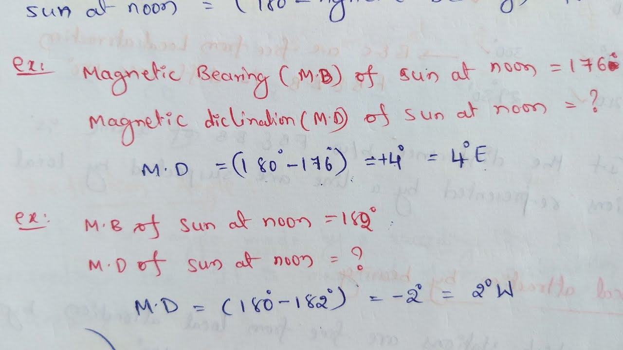 Magnetic Declination Example Problem - YouTube