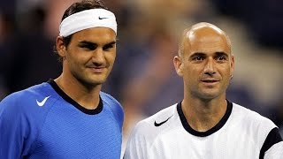 Federer v. Agassi | 2004 US Open QF | 28 Grand Slams Combined, Court Level, EPIC Shotmaking!