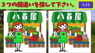 【間違い探し】八百屋のお姉さん。find 3 differences