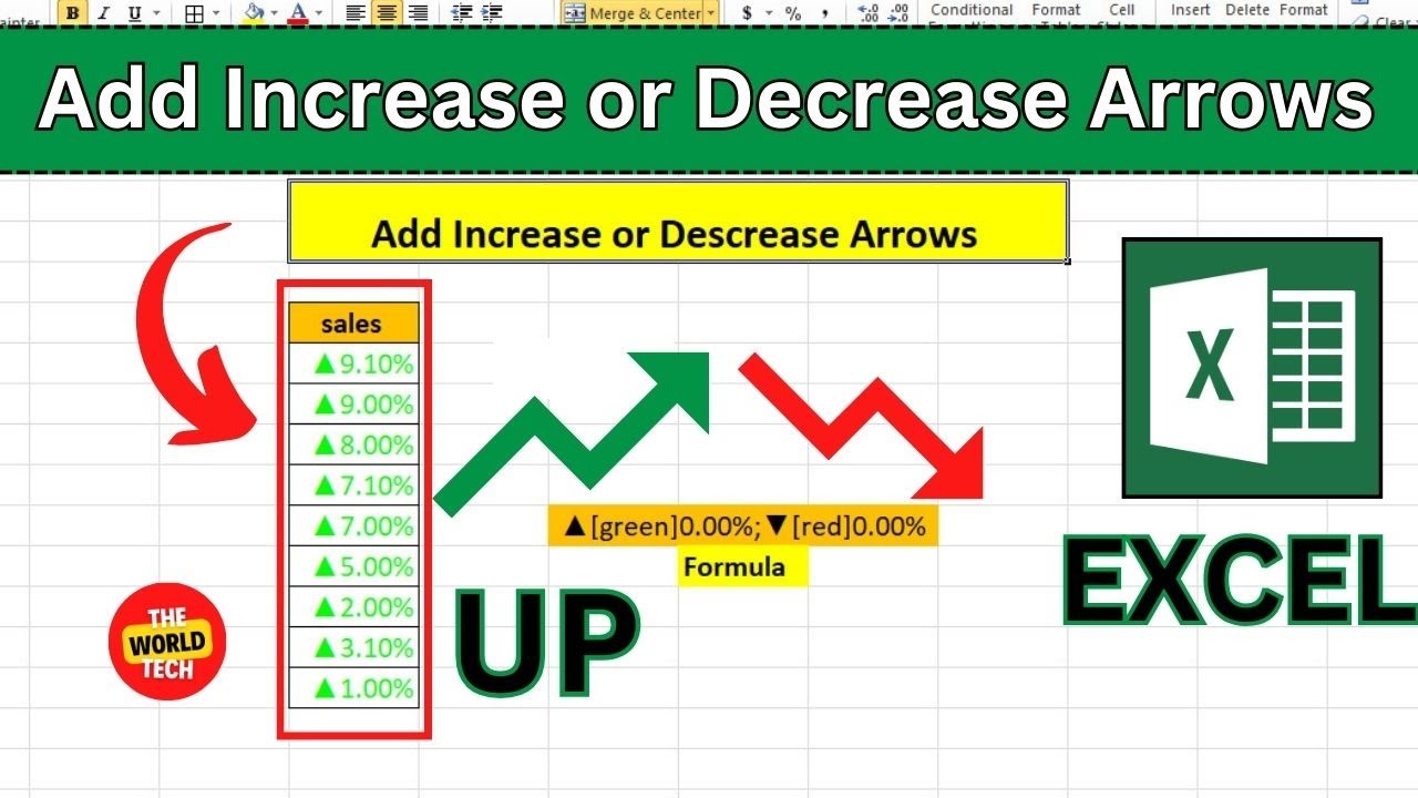 How To Insert Increase Decrease Arrows In Excel Up And Down Youtube