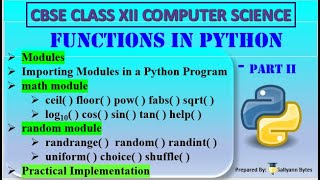 Functions in Python (Part 2) | Mastering Modules & Math and Random Functions | CBSE Class 12 CS