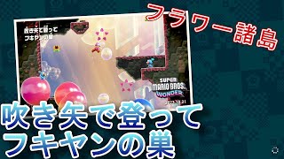 【スーパーマリオワンダー】吹き矢で登ってフキヤンの巣。３枚目のフラワーコインがわかりにくかったです(*'▽')【フラワー諸島】