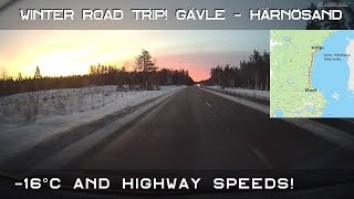 Winter highway road trip with Leaf 40kWh in -16c, Gävle - Härnösand Part 1:2