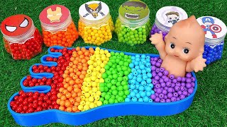 Satisfying Video DIY How To Make Rainbow Slime Bathtub From Mixing Glitter Slime, Candy Cutting ASMR